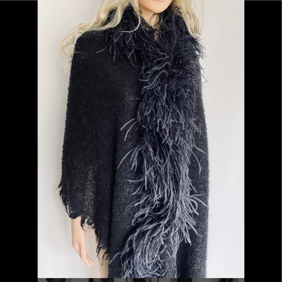 Isobel Jones Accessories - Isobel Jones Mohair-Ostrich Feather Shawl Wrap